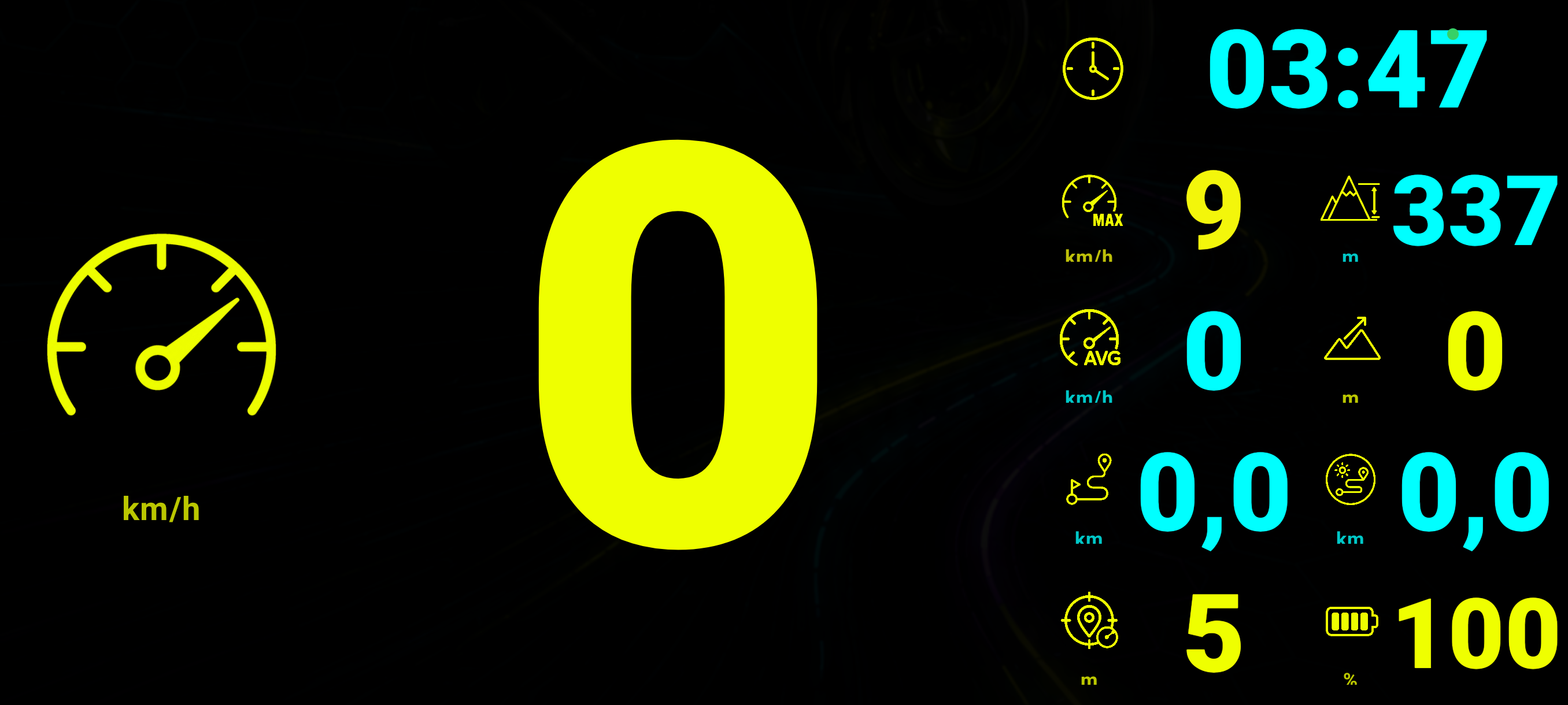 Current RideArrow Neon dashboard running on Android